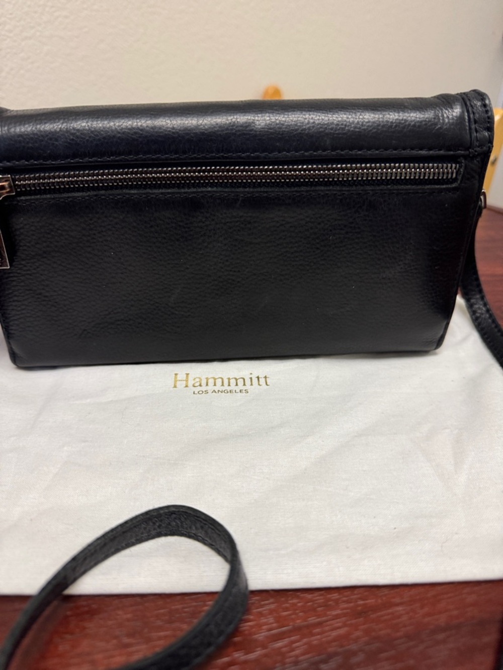 Hammitt AJ Black Leather Crossbody Clutch with Silver Hardware - Picture 3 of 11